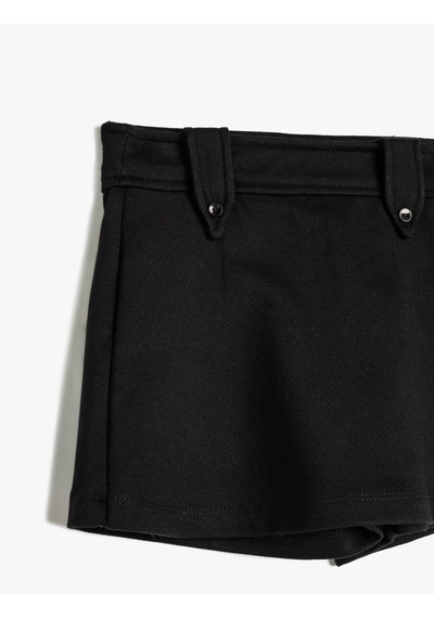 Koton Basic Şort Etek Beli Lastikli Siyah 5wkg40002ak Siyah
