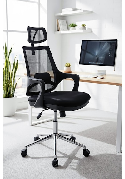 Ofisbazaar Buya Fileli Ofis Koltuğu Ergonomik Ve Modern Tasarım Siyah Fileli Siyah