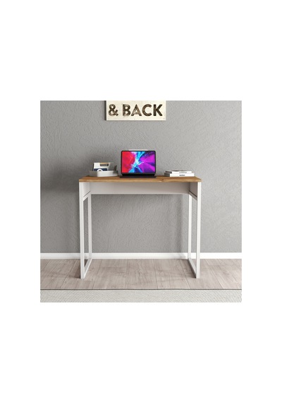 Vira Metal Ayaklı Çalışma Masası- Atlantik Çam/ Beyaz Çok Renkli