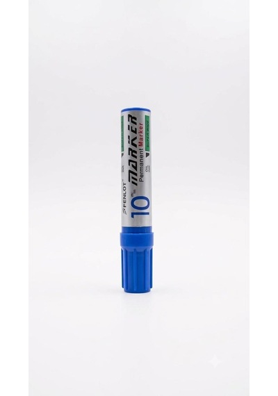 Fenlot Jumbo Permanent Marker Kalem Seti 6'lı 4 Siyah, 2 Mavi - 10 Mm Geniş Kesik Uçlu Kalıcı Markör Kalem