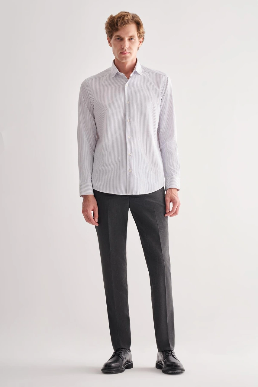 İmza Beyaz Yarım İtalyan Yaka Uzun Kol Cepsiz Slimfit Fit Classic Gömlek 1004255162 Beyaz
