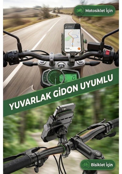 Motorsiklet Telefon Tutucu Gidon Ve Ayna Bağlantı Aparatı Hediyeli Yandan Çevirmeli 1