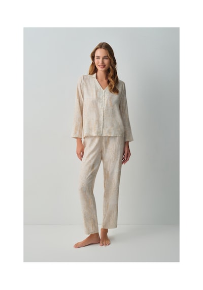 Suwen Wild Gömlek Yaka Pijama Takımı Wsh105101521463 Timsah Desenli