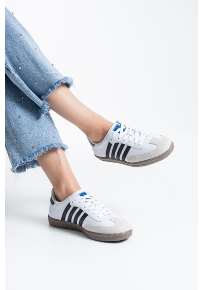 Polomia Comfort Retrox Kadın Retro Vintage Tasarım Stil Sneaker Günlük Yürüyüş Ve Okul Ayakkabı Sneaker Beyaz-siyah