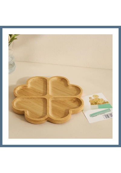 Buradabulabilirsin Bambu Yuvarlak 4 Bölmeli Sunum Tepsisi 21x1.4 Cm 36'lı Paket Bbz