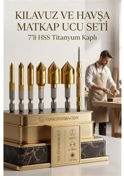 7'li Profesyonel Havşa Matkap Ucu Seti - Hss Titanyum Kaplı Ve Otomatik Nokta Zımba 722454