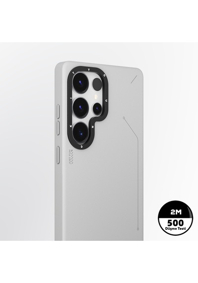 Galaxy S25 Ultra Kılıf Magsafe Uyumlu Mat Deri Desenli Youngkit Tech Fashion Kapak Gümüş