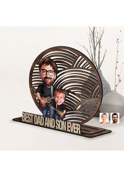 Bk Gift Kişiye Özel 3 Katmanlı Baba-oğul Karikatürlü Ahşap Biblo-2, Babaya Hediye, Babalar Günü Hediyeleri Kobitmeyen138177 Bk Gift
