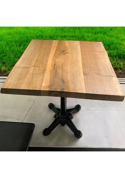 Cafe Masa Ahşap Kütük Masa Aslan Ayak Kare 70x70 Ceviz