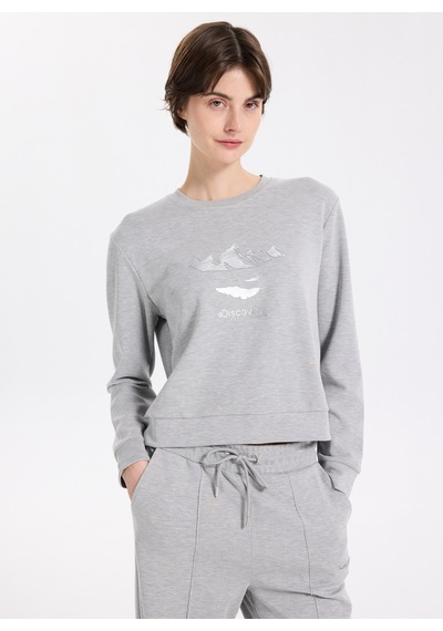 Discovery Expedition Gri Kadın Relaxed Baskılı Sweatshirt D5wl-swt3615 Gri Melanj