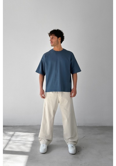 Flaw Atelıer Basic Boxy Fit İndigo Tişört-29573