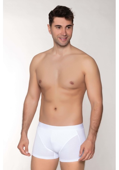 Dowry Erkek Modal Boxer Logo Lastikli Kısa Beyaz Beyaz
