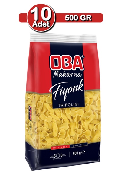 Oba Fiyonk Makarna 500 G X 10 Adet Uzun Süreli Stok Paketi