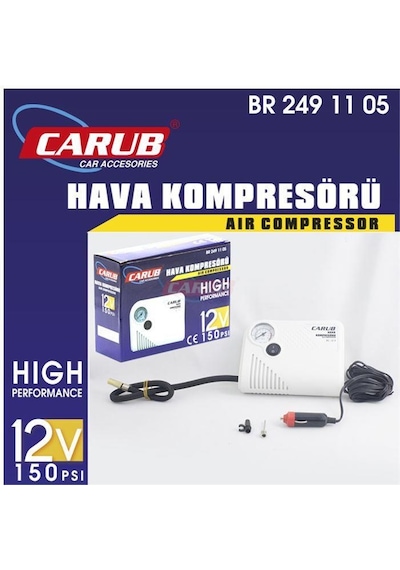 Carub 2491105 Mini Hava Kompresörü Taşınabilir 12 Volt 150 Psi