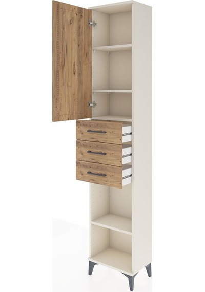 Arges Dolap 4 Raflı 3 Çekmeceli Tek Kapaklı 44x30x221 Aytaşı-çam Aytası