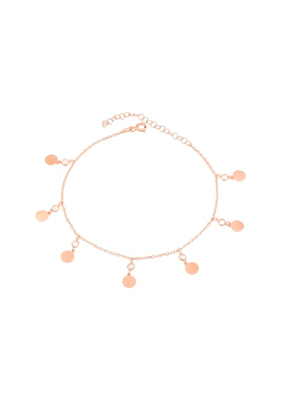Brezza Lusso Jewelry Rose Renk Pullu Sallantılı Taşlı Gümüş Kadın Ayak Halhal Rose