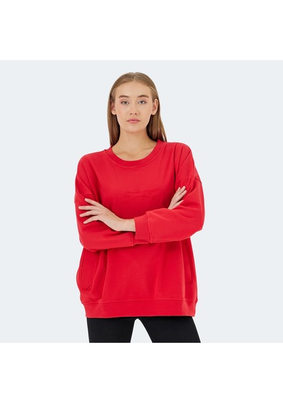 Slazenger VIKENTI SW Oversize Kadın Cepli Oversıze Kırmızı Sweatshirt