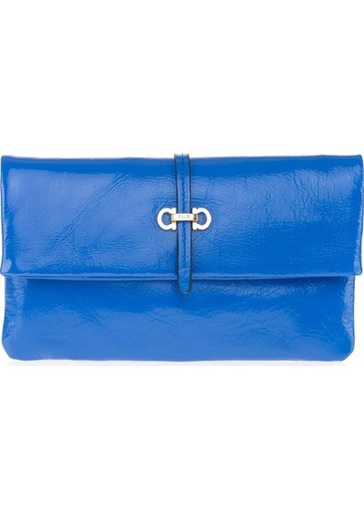 Bilik Deri Mavi Kırışık Rugan Deri Kadın Portföy & Clutch Çanta