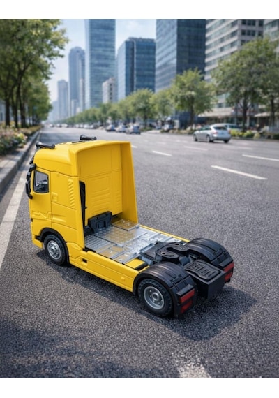 Işıklı Sesli Pilli Metal Çek Bırak Renault Tır - Js1125s Sarı Sarı