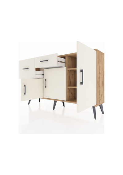 Arges Konsol 3 Raflı 2 Çekmeceli 3 Kapaklı 132x30x83 Çam-aytaşı/aytaşı Aytaşı/aytaşı