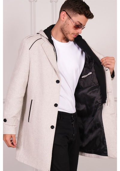 Plt8401 Dewberry Erkek Palto-Desenli Bej-Desenli Bej