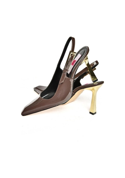 Fox Shoes S752098708 Kahverengi Rugan Kalın Topuklu Kadın Ayakkabı Kahverengi