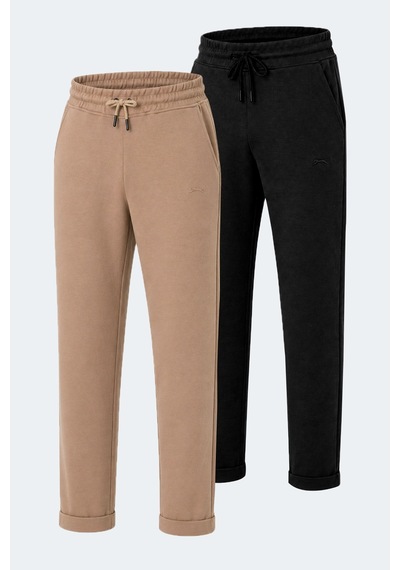 Slazenger Blazeway 2 Li Set Erkek Cepli Slim Fit Eşofman Altı Siyah -taş Gri
