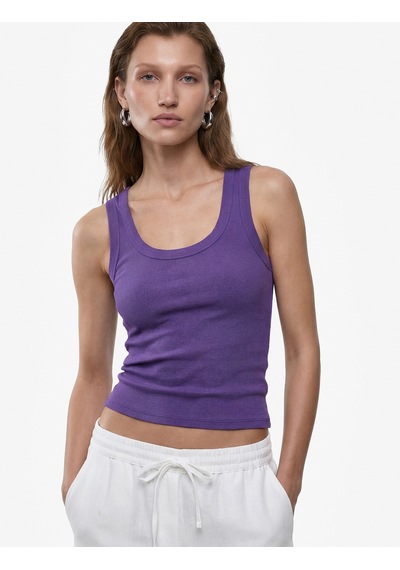 Koton Pamuklu U Yaka Slim Fit Atlet Mor 6sak10269ek