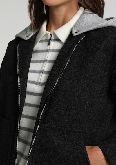 Colin's Colins Oversize Fit Fermuarlı Astarsız Çıkarılabilir Kapüşonlu Kadın Antrasit Ceket Cl1082169 Q1.v1 Anm Antra Melanj