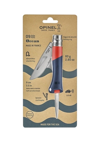 Opinel N 9 Ocean Kırmızı Saplı Denizcilik Kamp Çakısı Çok Renkli