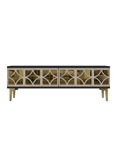 Tsa1236atg - Öztv120 Tv Stand, Tv Sehpası Antrasit - Traverten - Gold 120cm