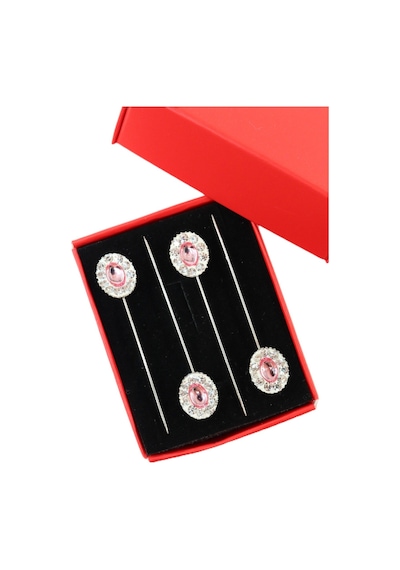 Numetal 4lü Pembe Kristal Taşlı Eşarp İğnesi. Şal İğnesi. Türban İğnesi. Başörtü İğnesi. Eşarp Ve Şal İğnesi Gümüş
