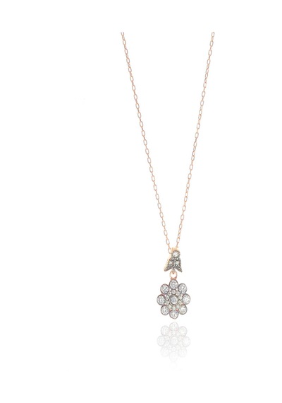 Söğütlü Silver Gümüş Rose Zirkon Taşlı Elmas Montürlü Çiçek Modeli Set Barcode Rose Gold - Rodyum