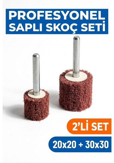 20x20 + 30x30 Mm Saplı Skoç Seti 2 Adet Matkap Ucu Temizleme Ve Parlatma Mopu