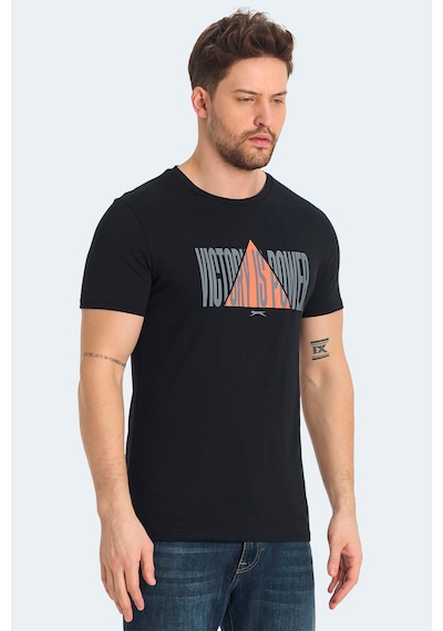 Slazenger  Ravid In Erkek Baskılı Siyah Tişört