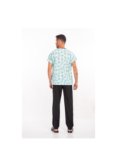 Sevimli Tavşan Temalı Unisex Likralı Hemşire Forması Takımı Scrubs Açık Mavi