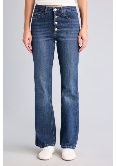 Defacto Mıa Düğmeli Flare Fit Normal Bel Jean Pantolon I4311ax26wnnm34 Mavi-nm34