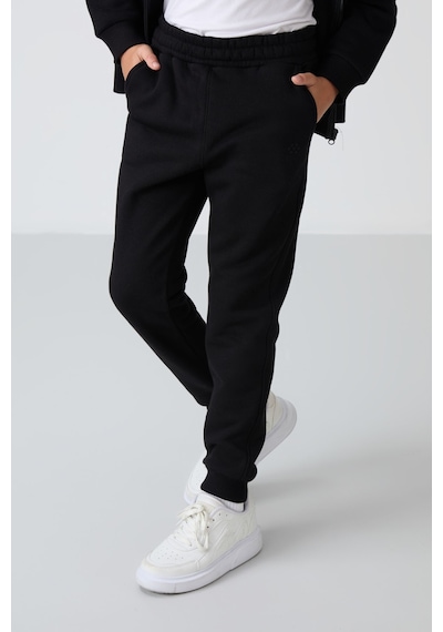 Tommylife Tommy Life Siyah Pamuklu Kalın İçi Tüylü Yumuşak Dokulu Standart Fit Nakışlı Erkek Çocuk Eşofman Takım - 11256 Siyah