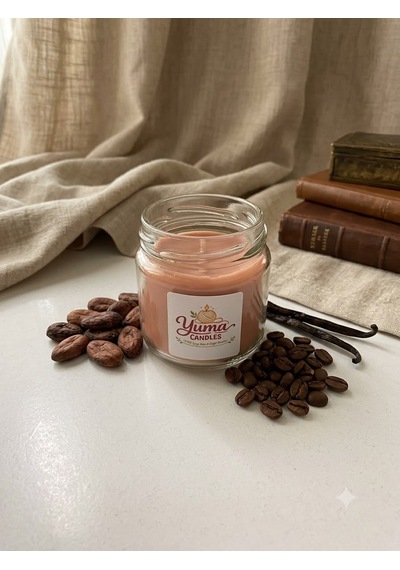 Vanilya , Kahve Ve Kakao Kokulu %100 Soya Wax 100cc Kapaklı Cam Kavanoz Mum Kahverengi