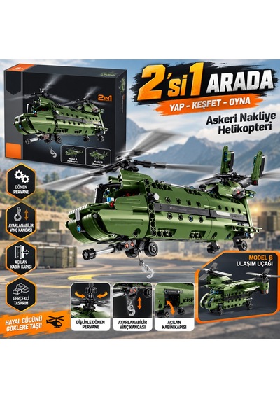 3004031 Askeri Helikopter 2ın1 394prç