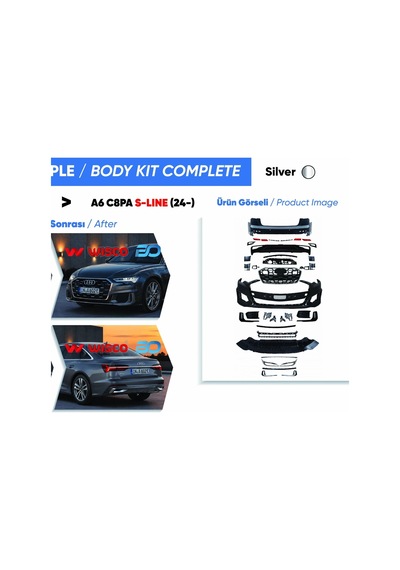 Audi A6 2019-2024 Tampon Seti Komple Ön Arka Oem Silver 4k0807065 Wisco