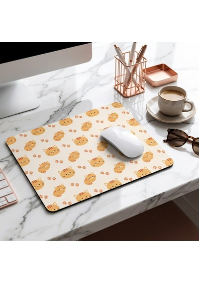 Tabloe Yavru Kedi Desenli Ergonomik Mouse Pad - 23x19 Cm 4mm Kalınlık - Kaydırmaz Tabanlı Kaliteli Fare Altlığı Mousepad Sarı