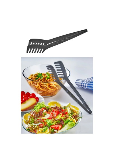 2'li Teflon Makarna Maşası Ve Maşalı Spatula Seti, Yanmaz Yapışmaz Pratik Mutfak Servis Seti Plastik