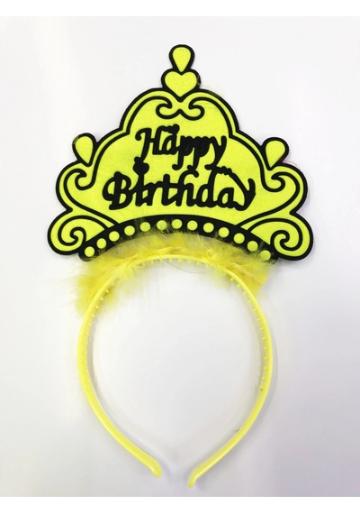 Hubrendy Cer Happy Birthday Yazılı Neon Renk Taç 12 Adet "