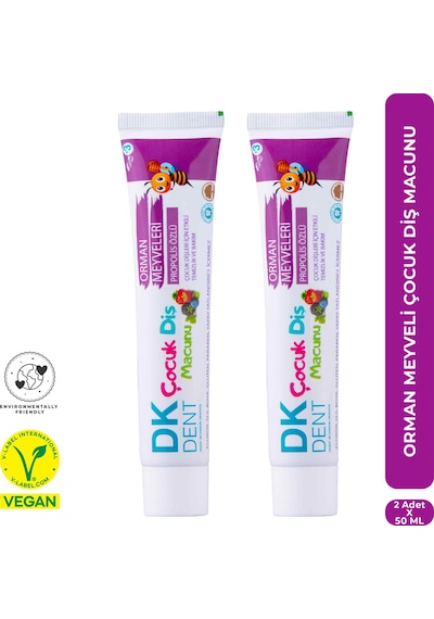 Dkdent Orman Meyveli Florürsüz Çocuk Diş Macunu 50 Ml X 2 Adet Çürük Önleyici