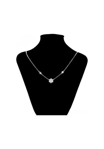 Zirkon Taşlı Kar Tanesi Motifli Platin Kaplama Kadın Kolye Silver