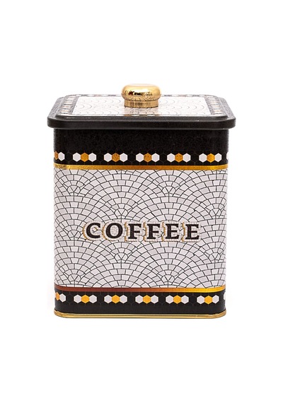 Mosaic Coffee Desenli Kare Metal Saklama Kabı 12 x 12 x 13.7 CM 1.8 L Çok Renkli
