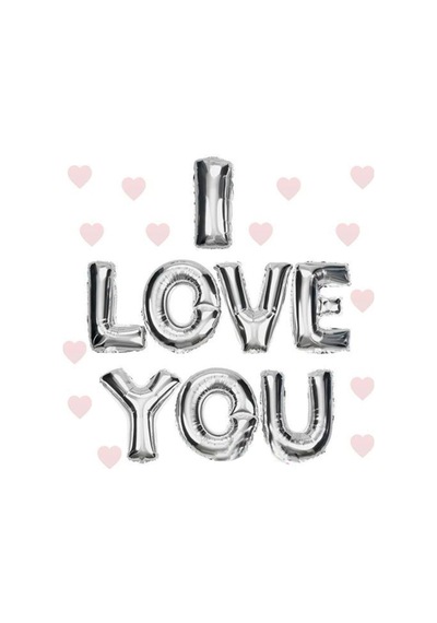 I Love You Folyo Balon Gümüş Renk 35 Cm Bx40 Çok Renkli