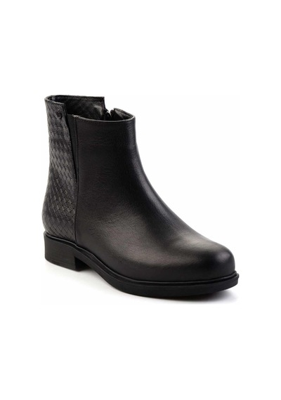 Siyah Siyah Hakiki Deri Kadın Bot & Bootie K02586307003 Siyah