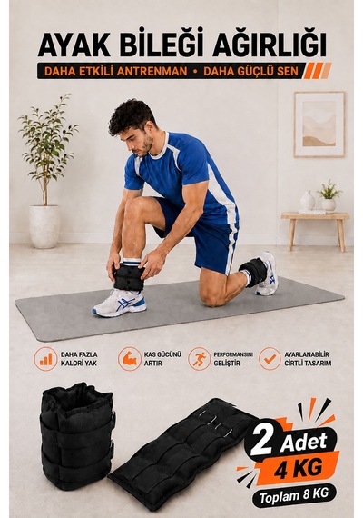Spor Byfit 4 Kg x 2 Adet Siyah El veya Ayak Bileği Ağırlığı Siyah